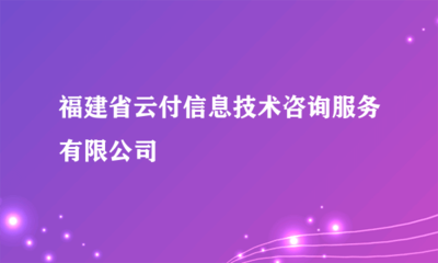 福建省云付信息技術(shù)咨詢服務(wù)